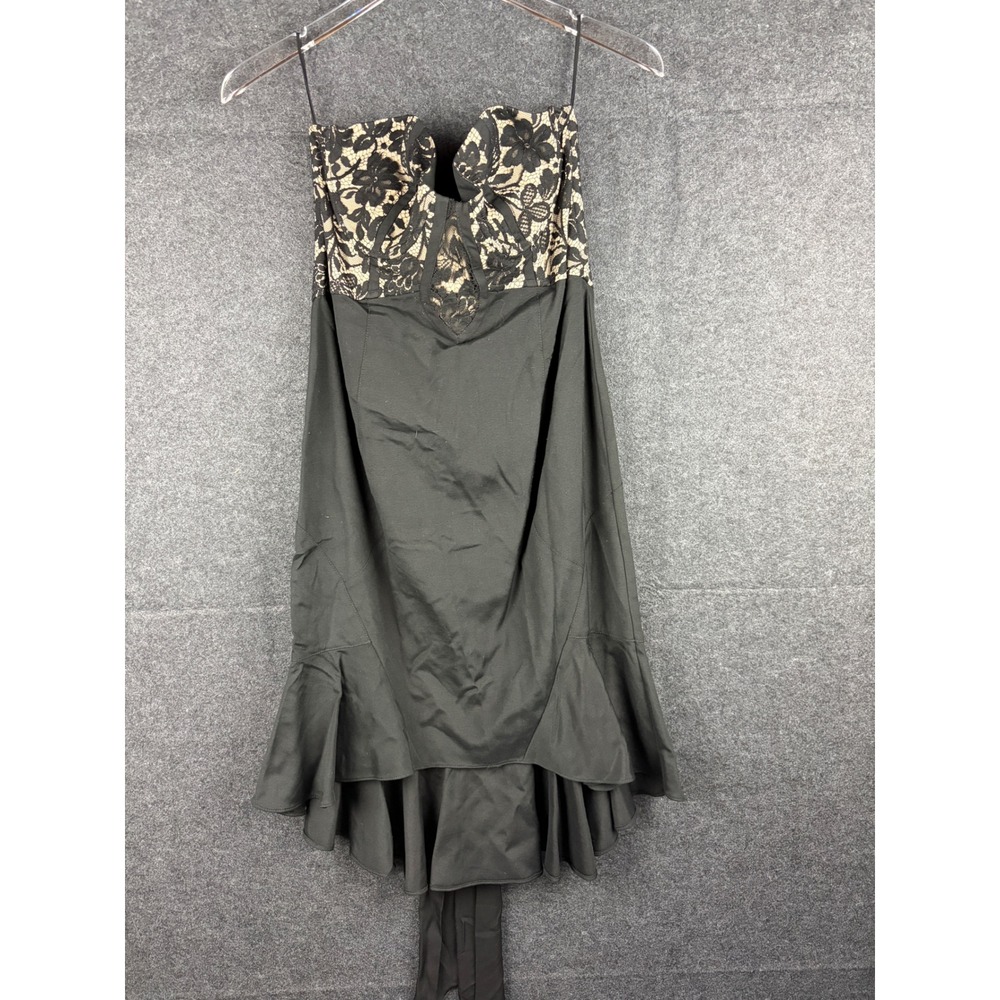 Temperley London Lydia Dress Black Silk Lace Strapless High Low US 10 UK 14 NWT